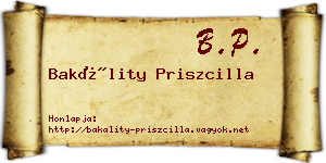 Bakálity Priszcilla névjegykártya